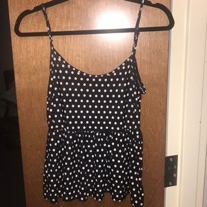 Polka dot tank with an open back! Silk material!